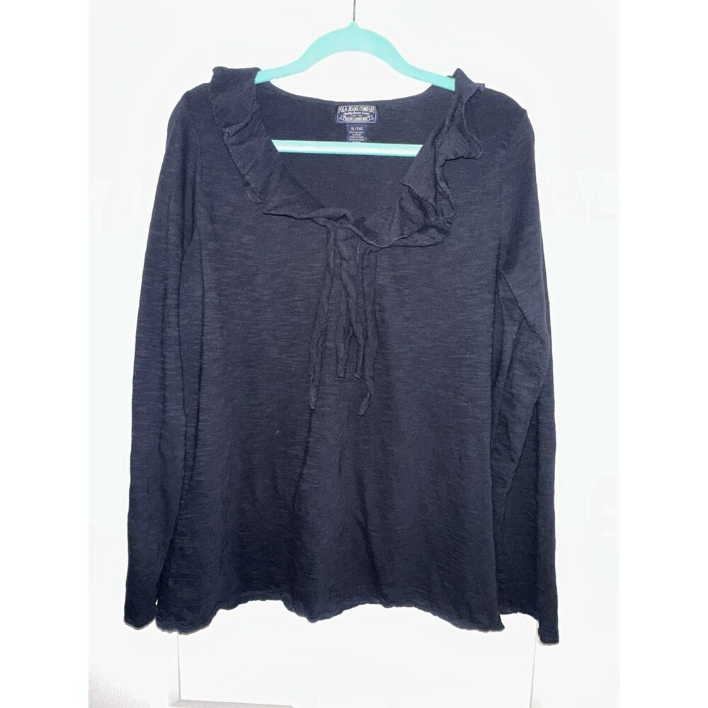 vintage navy blue long-sleeve V-neck top from the Polo Jeans Co